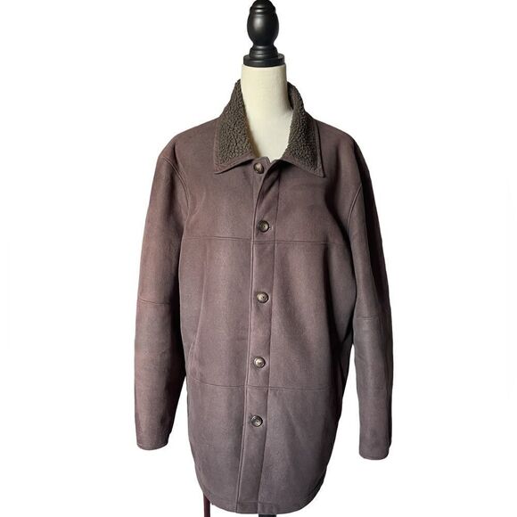 Concepts by Claiborne Men’s Brown Suede Sherpa Lined Button Down Jacket (Large) - Picture 1 of 11